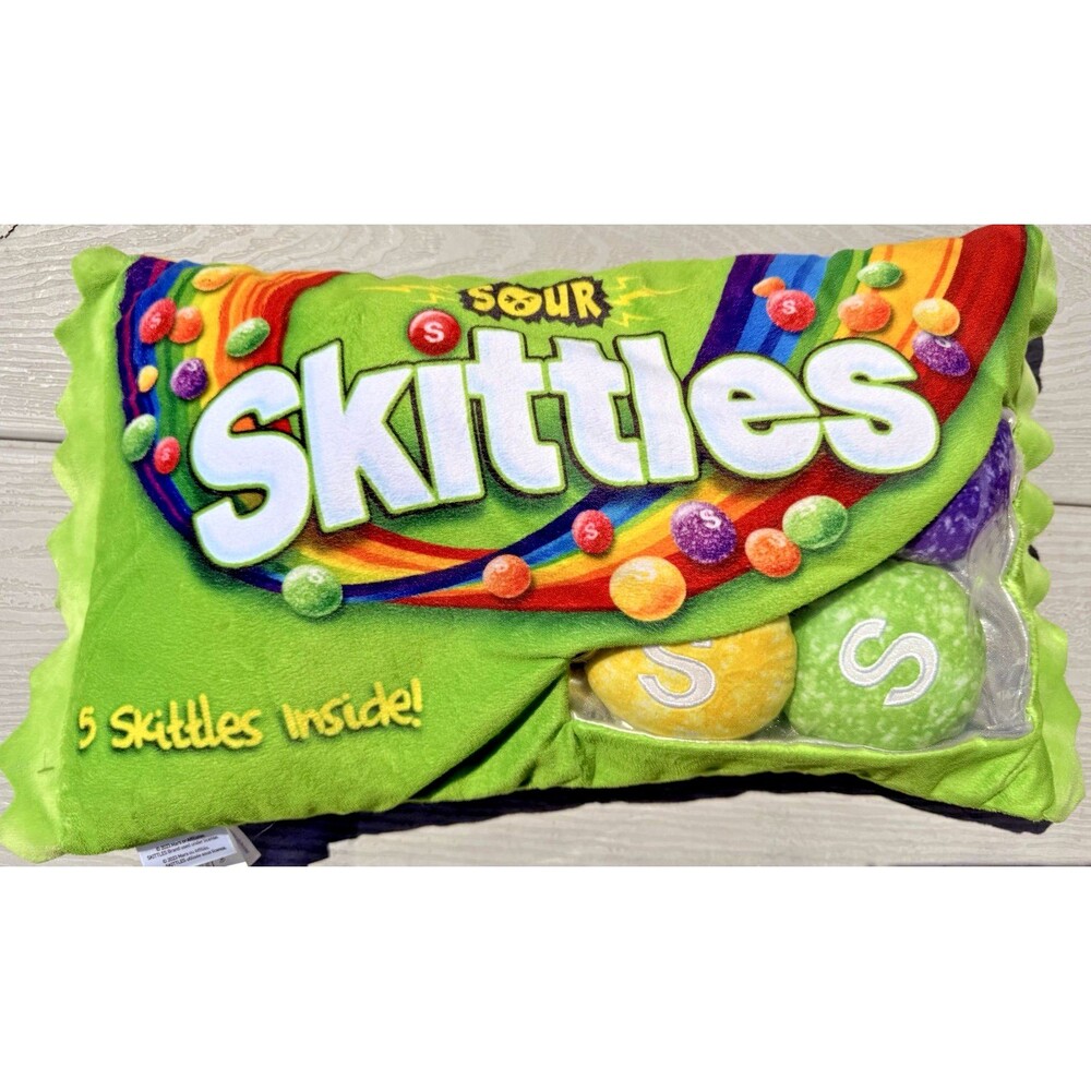 Skittles Sour Package Pillow 16" x 8.5" Green Candy Food Plush Cushion